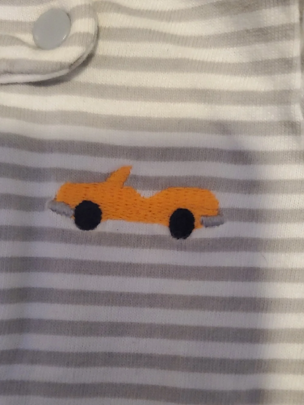 Carter's Gray & White Striped Footed One-Piece with Orange Car